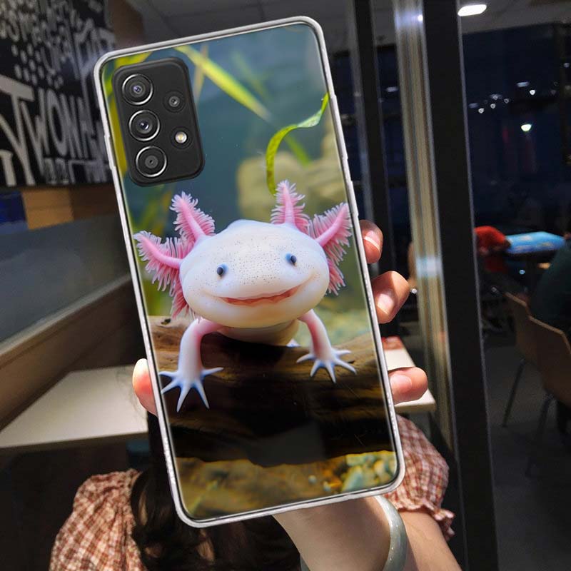Smiling Salamander Phone Case for Samsung A54 A57 A37 A17 A14 A15 A12 A24 A34 A55 A35 A25 A52S A07 A05S A04S A22 A32 A72 Galaxy