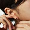 14K Black Cotton Flower One-Touch Gold Earrings