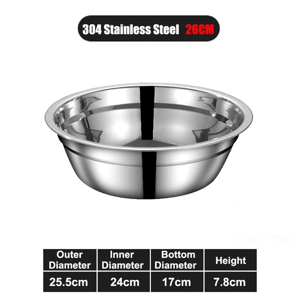 New Round 304 Stainless Steel Bowls Thicken Multiple Sizes Prep Bowls Serving Bowls