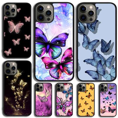 Beautiful Butterfly Phone Case For iPhone 17 Air 14 13 12 16Pro Max 15 Plus Max Cover Shell Coque