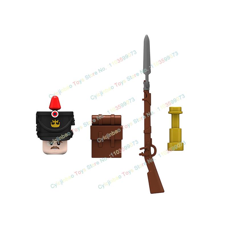 Napoleonische Kriege Britische Französische Füsiliere Dragoner Bausteine Actionfiguren Zubehör Kopf Waffe Kinderspielzeug N001-048