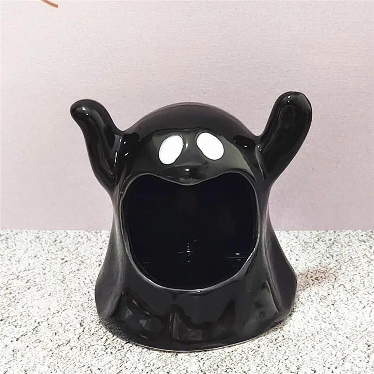 Hochtemperatur Weißes Porzellan Wohnzimmer Aromatherapie Kerzenständer, Lustiger Halloween Cartoon Kürbis Geist Aschenbecher Dekoration
