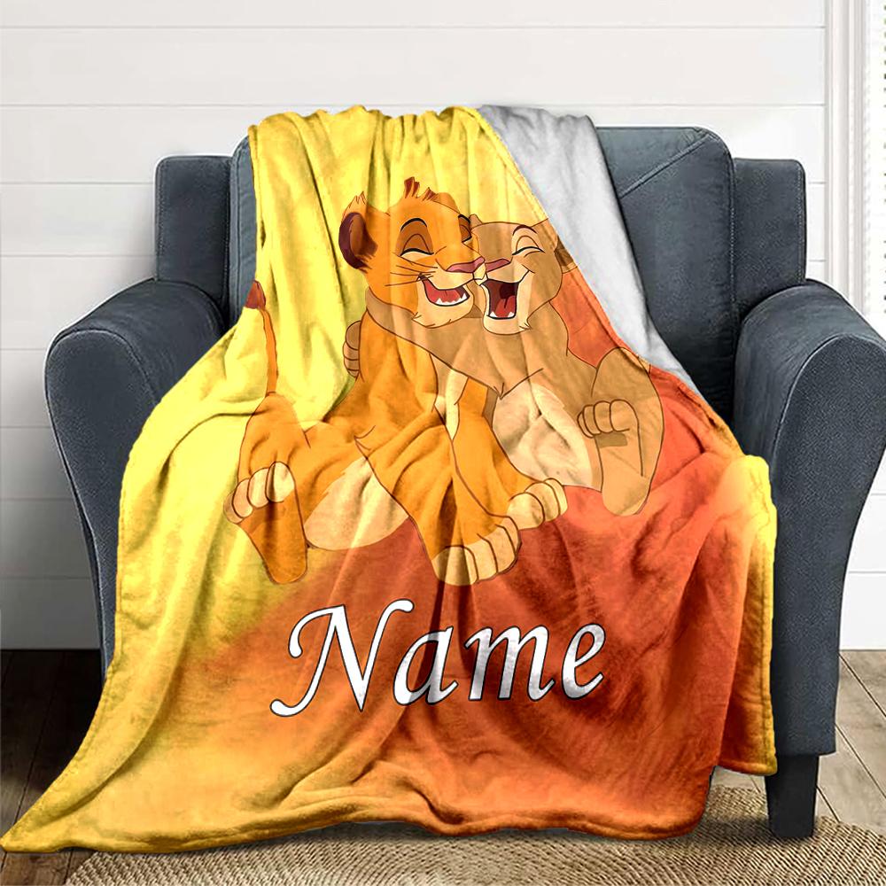 Custom Name Lion Adventure Party Blanket For Couch Bed Plush Cozy Fuzzy Blanket Super Soft Warm Blankets For Fall And Winter 0916270