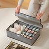 2-in-1 Foldable Fabric Storage Box with Lid, 13/17 Compartments, Beige/Grey Drawer Organizer for Bras, Socks, Ties, Space-Saving Closet Organizer