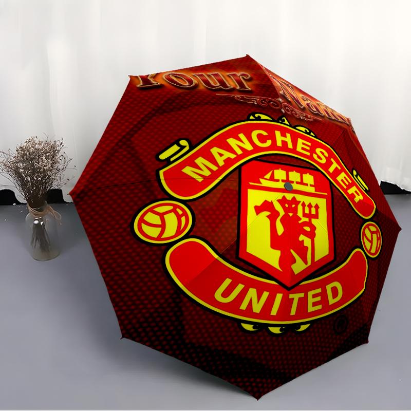 Personalized Name M-Manchester Print Umbrella, UV Shielding. It Has Eight Sturdy Ribs for Outdoor Use And Perfect As a Holiday Gift