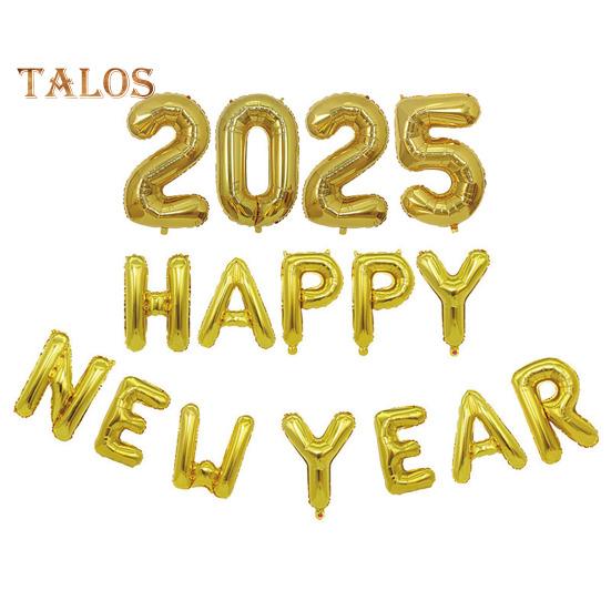 2025 Happy New Year Balloons Set Self-Sealing Aluminum Foil Balloons Happy New Year Banner Backdrop for New Year's Eve Party Decor Supplies