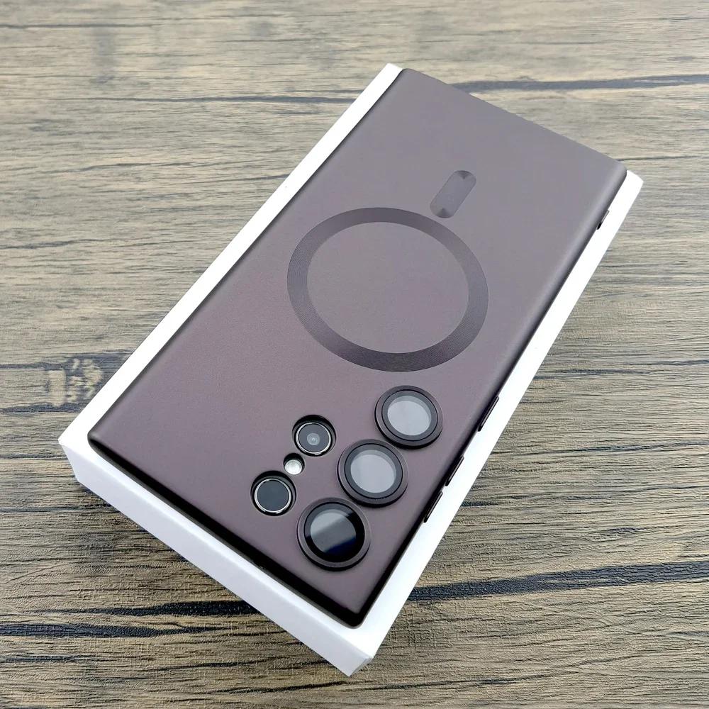 Luxuriöse magnetische weiche TPU-Hülle für Samsung Galaxy S25 S24 S23 S22 S21 S20 Ultra Plus FE Note 20 S25Ultra Für Magsafe Ladeabdeckung