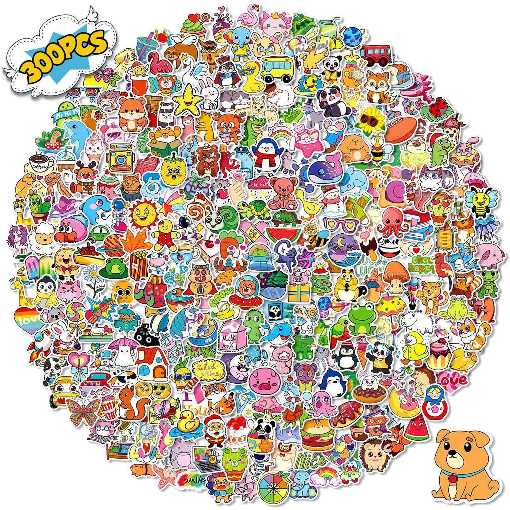 50-300 Cartoon Cute Children's Animals Doodle Stickers Stationery Stickers