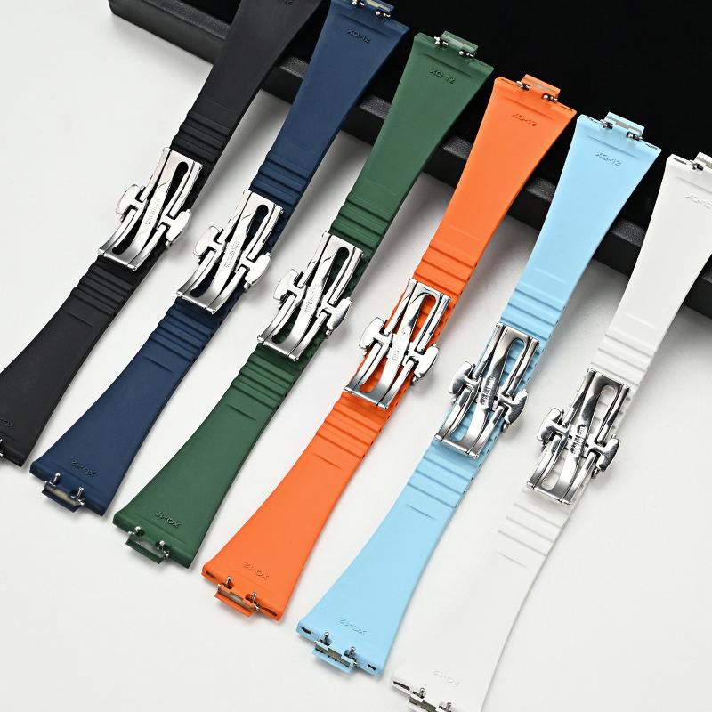 Pro hodinky Tissot PRX T137 FKM 11mm 12mm pánské dámské řemínek na hodinky z fluorokaučuku náramek s rychloupínací skládací sponou řemínek na zápěstí