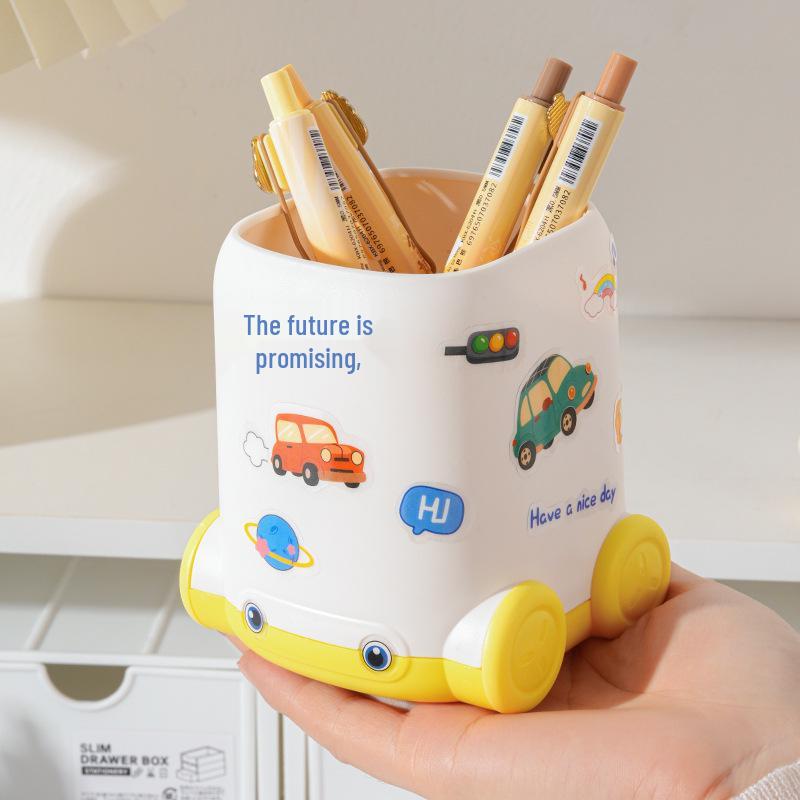 Children's Cartoon Car Pen Holder - Cute Desktop Storage for School Supplies