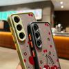 Cute Cherry Pattern Matte Slim Case For Samsung S25 S24 FE S23 Ultra S22 A16 A56 A55 A36 A26 A15 A35 Clear Shockproof Lens Protection Phone Cover