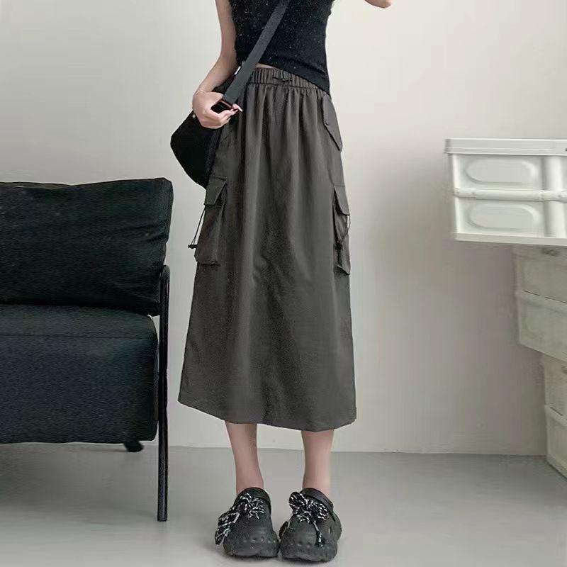 

ZTHP Women s Retro A-line High Waist Gray Dress - Spring/Autumn Slimming Mid-length 3XL темно-сірий