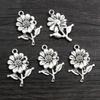 12pcs 27x19mm Bronze Antique Silver Plated Sunflower Handmade Charms Pendant