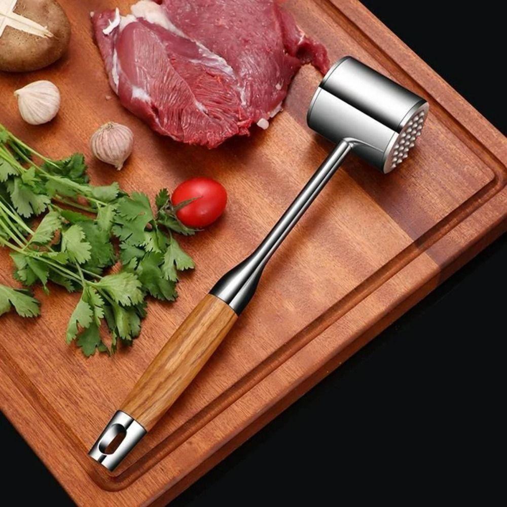 Double-side Meat Hammer Stainless Steel Steak Mallet Kitchen Beef Hitting Tool Meat Preparation