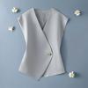 Women Suit Waistcoat V-Neck Sleeveless Single Button Irregular Design Suit Vest Solid