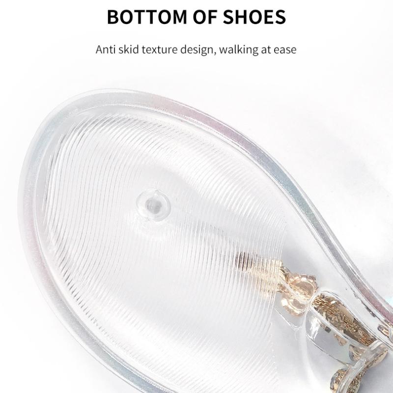 Damen durchsichtige Jelly-Sandalen – Kristallverzierung PVC flache Strand-Pantoletten, rutschfeste Freizeitschuhe