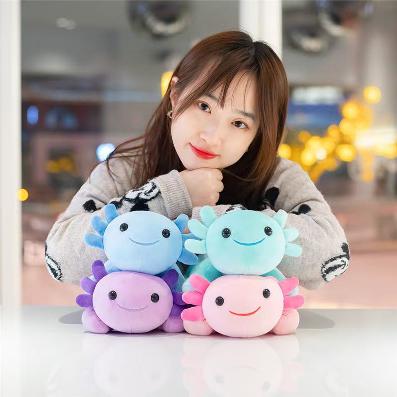 Weiches Anime Axolotl Plüschtier Salamander Kuscheltier Kissen Kawaii Cartoon Puppe Heimdekoration für Freund Weihnachtsgeschenk