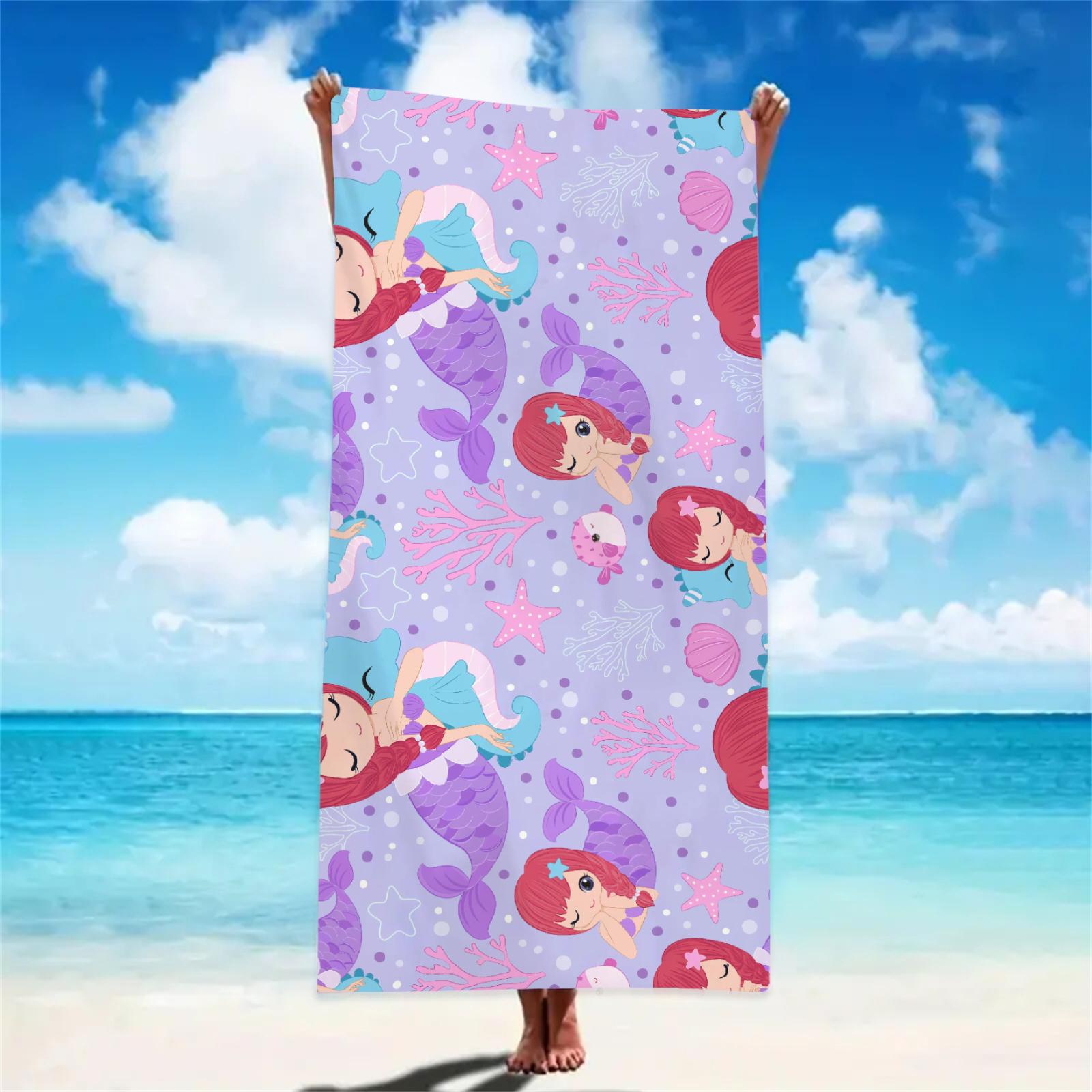 

Cartoon Beach Towel Soft Bath Towels Absorbent Quick-Drying Yoga Swimming Outdoor Pool Towel Birthday Gift For Girls W30*H60(CM)