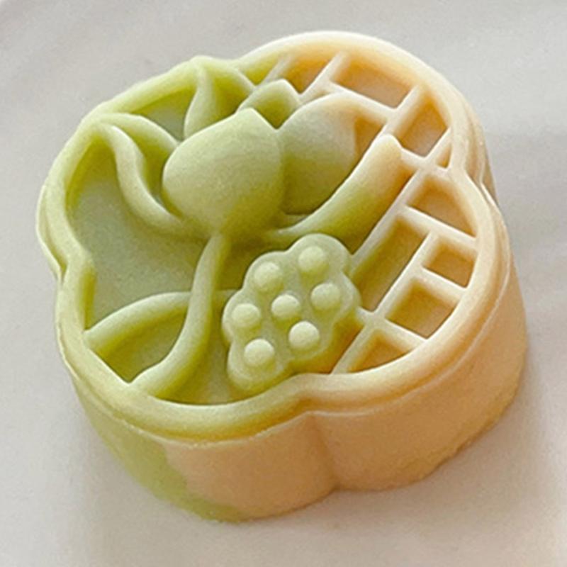 Ergonomic Handle Stamp Set Durable Mooncake Molds Lotusflower Shaped ABS Material Perfect Gift for Pastry Enthusiasts