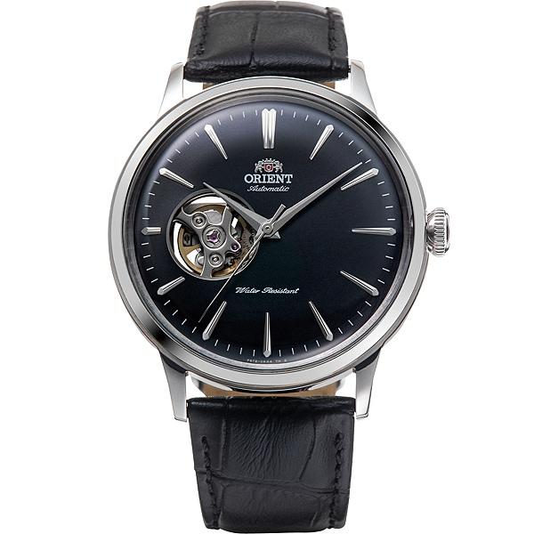 

ORIENT Мужская RN-AG0007B (Orient Classic Полускелетон) Круглые часы из черной нержавеющей стали, аналоговые
