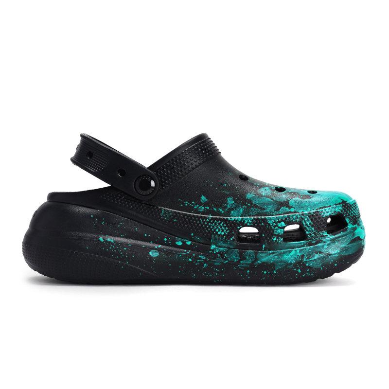Crocs Classic Clog 811 Made In Conspiracy Scene Special Shoe Box Fluid Splash Ink Hole Shoes Unisex Black Tiffany
