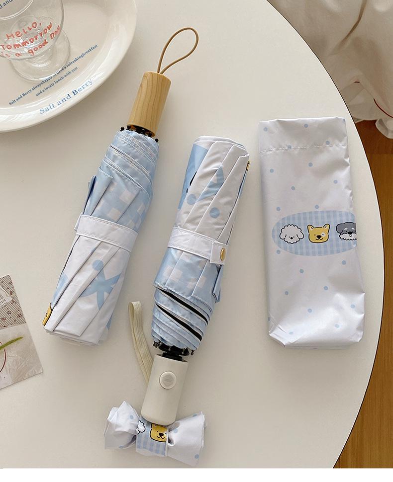 Chic Student Folding Umbrella: UV Protection, Dual-Use Automatic Sunshade