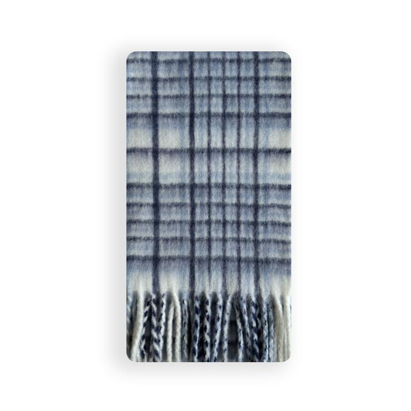 New Zealand Wool Blend Designer Red Plaid Scarf for Women Winter Korean Style Soft Scarf