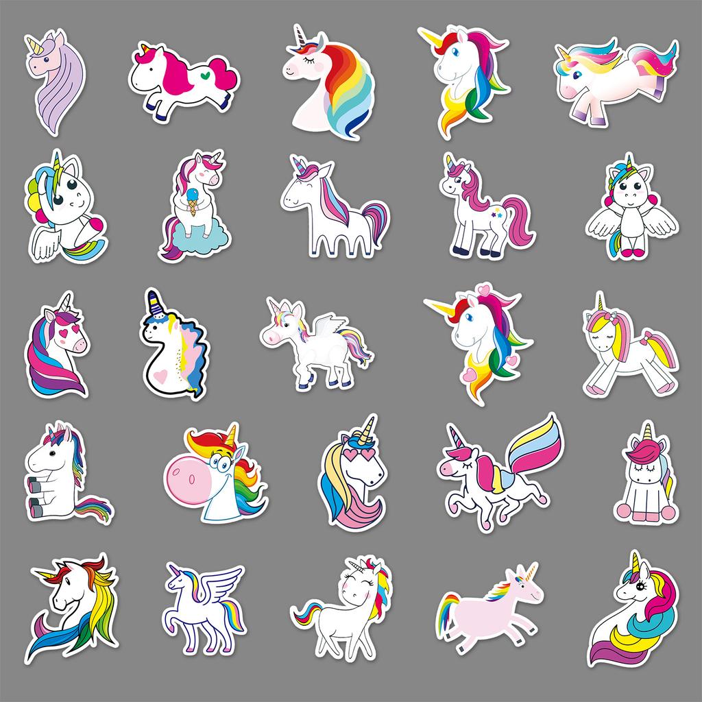 50 Cartoon Regenbogenpferd Doodle Kreative Laptop Roller Auto Handy Wasserdichte Dekorative Aufkleber