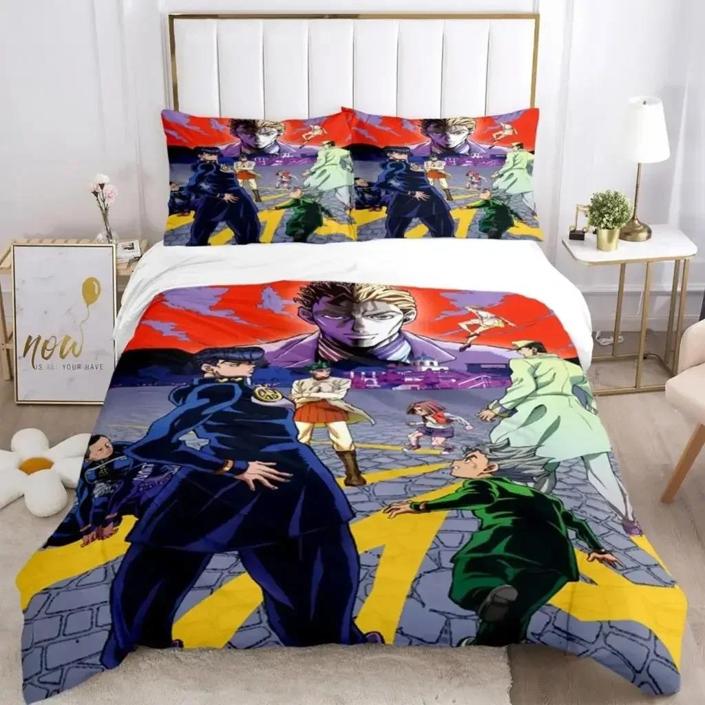 Jojo Anime Print Bedding Set For Bedroom Soft Modern Bedspreads Comefortable Kids Duvet Cover Quilt Cover And Pillowcase