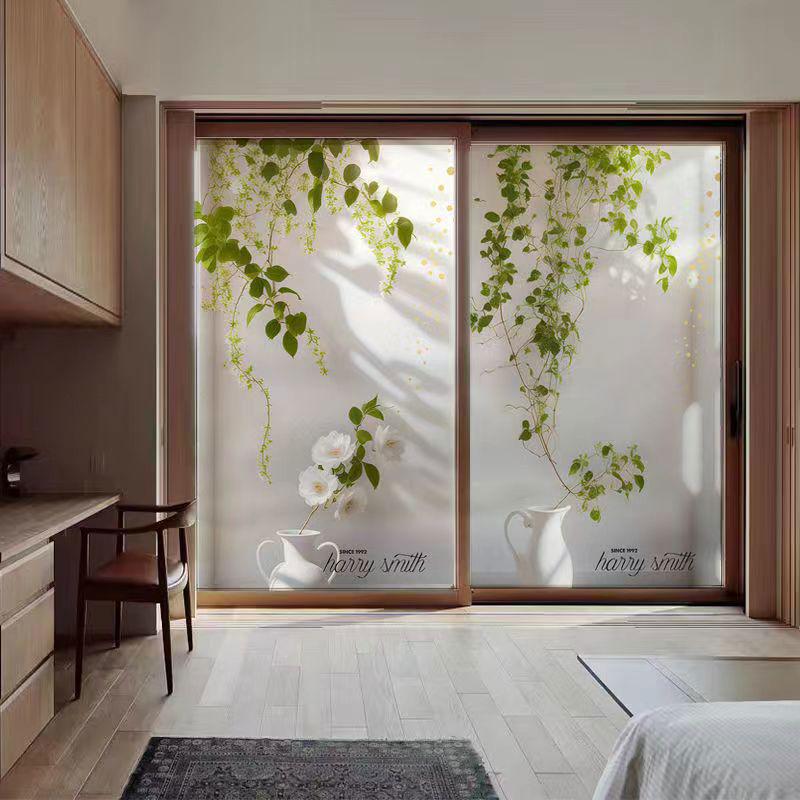 Translucent Opaque Window Film - Privacy Sticker for Bedroom, Balcony, Living Room, Sliding Door, and Bathroom.