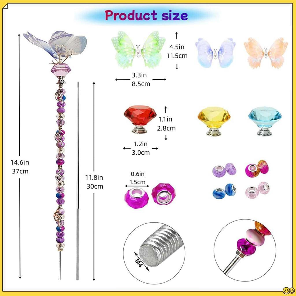 Fairy Butterfly Wand Plant Stake Set Suitable for Different Festivals Garden Stakes Outdoor Decorative Beaded Items Garden Tool