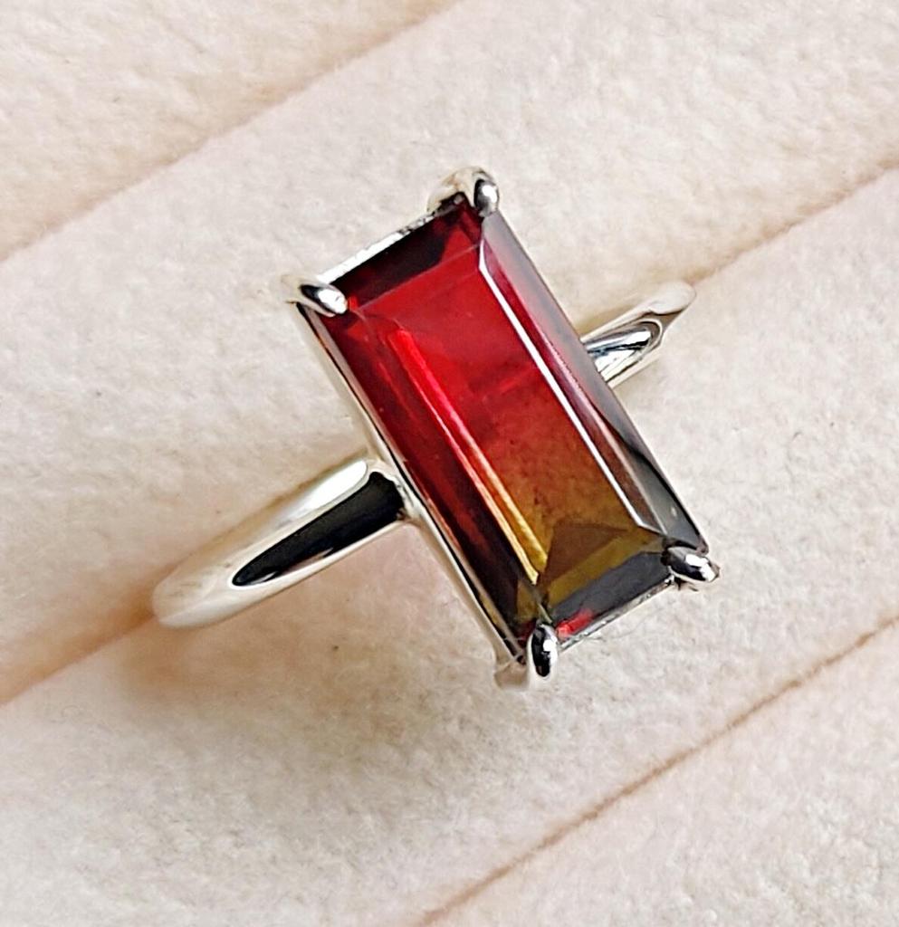 Geschenk für Sie, Wassermelonen Turmalin Ring, 925 Sterling Silber, handgefertigter Schmuck, Turmalin Ring für Frauen, Statement Ring