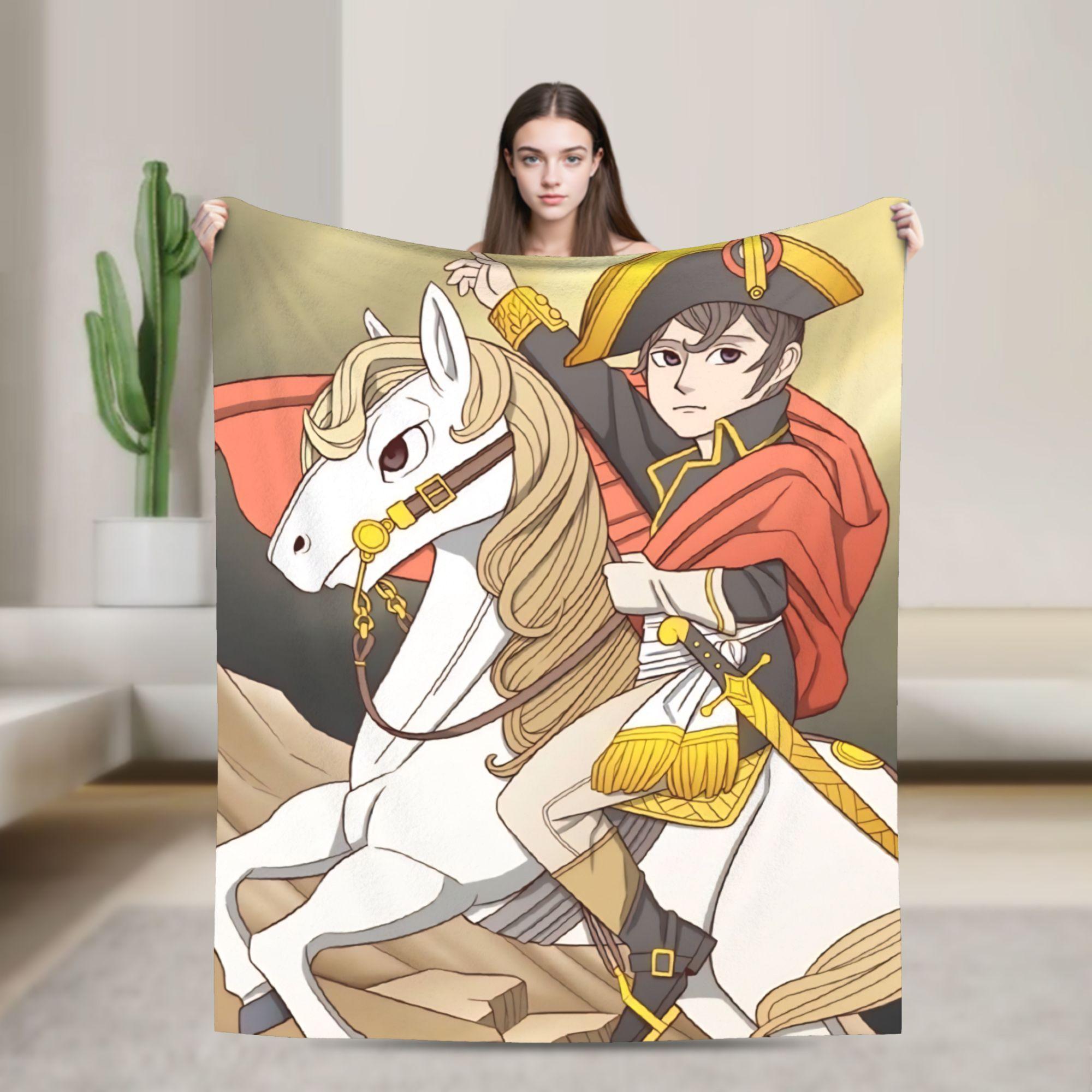 Наполеон Бонапарт Пересекает Альпы Флисовый Плед Искусство для Дома Вязаный Плед Автомобильный Легкий Многофункциональный 30x40in