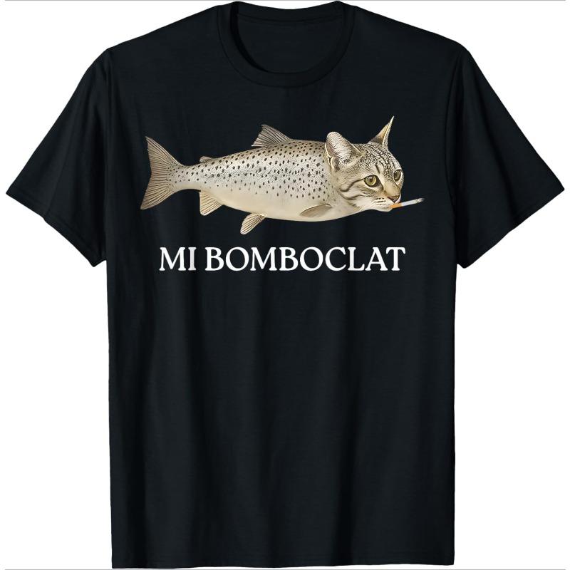 Sad Cat Emoji T-Shirt Humorous Letter Print Women's Black Short-Sleeved Casual Loose-Fit Basic Crew Neck Top for Daily Wear
