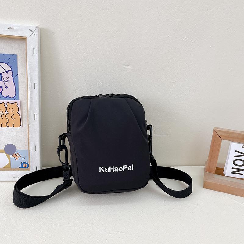 Modern Stylish Kids Crossbody Canvas Bag In Black Orange Green And Blue Colors чёрный