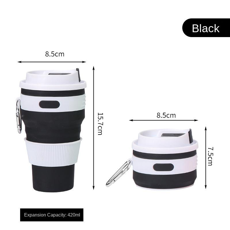 

Уличная складная портативная силиконовая чашка для кофе, устойчивая к падению, пищевая защита окружающей среды, чашка для напитков, силиконовая чашка для воды с крышкой 420ml 1PCS