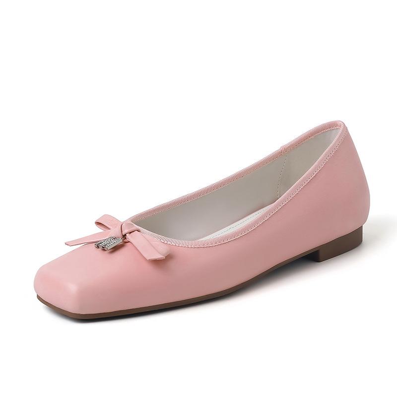 

Низкий каблук 1,5 см французский бант неглубокий носок одиночные туфли новые натуральная кожа мокасины повседневные туфли с бантом туфли для девочек 34-39 34