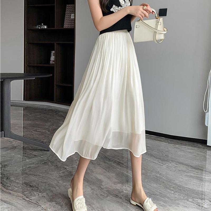 

Тюлевая сетчатая юбка-стример, летние женские корейские модные розовые длинные юбки трапециевидной формы, женские повседневные элегантные плиссированные юбки One Size абрикосовый