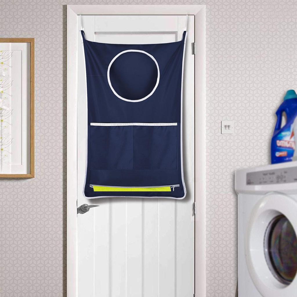 Round Hanging Laundry Basket and Storage Bag for Bathroom Doors