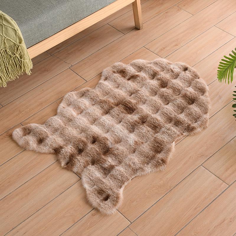 Bubble Fleece Faux Rabbit Fur Carpet - Full Coverage Tatami Floor Mat for Home, Bedroom, Living Room, or Bedside