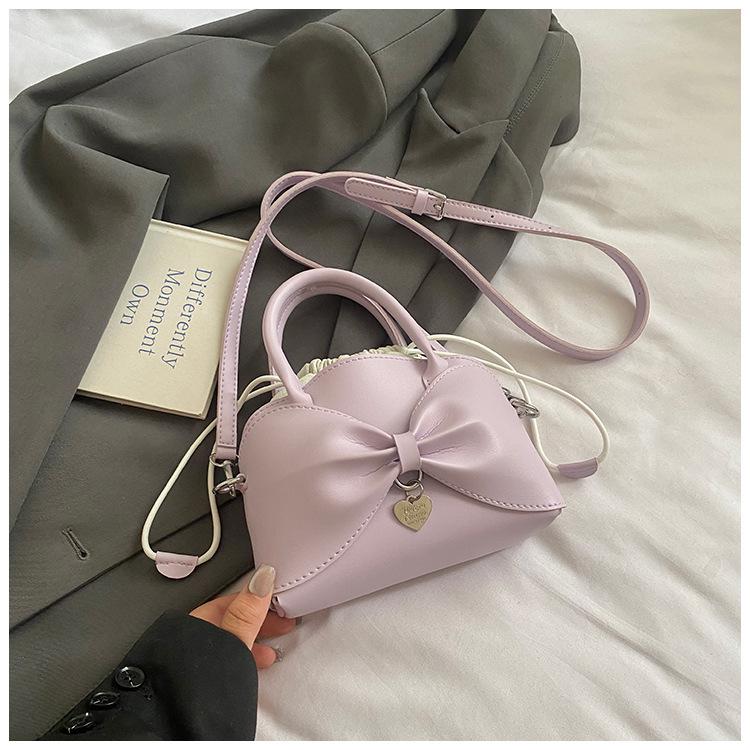 Gentle and Stylish Simple Bow Handbag 2025 Summer New Solid Color Korean Version Casual Niche Messenger Bag