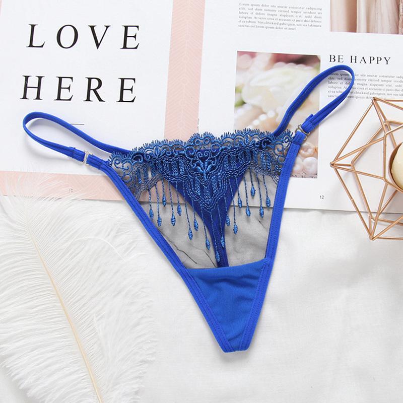 Sexy Floral Tanga Damen Höschen bestickt Mesh Garn Perspektive Frauen Unterwäsche T-Back G-String K74