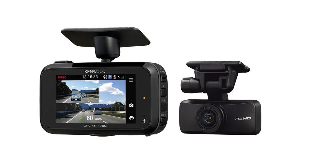 Kenwood Drive Dual Cameras with Front and Rear WQHD CMOS Sensor Smoked Glass Brightness Includes Surveillance Cable Installation DRV-MR775C Recorder,
