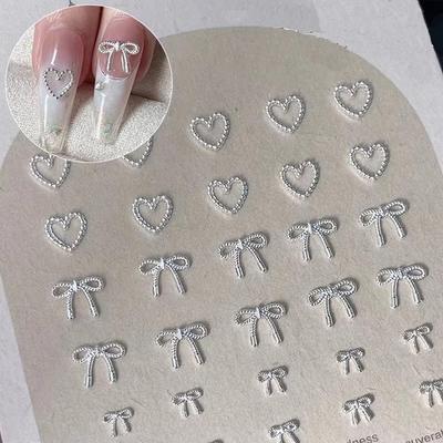 10 Pièces/Sac Mini Décalcomanies Ongles Cœur Décorations Nail Art Alliage Fournitures de Designs Manucure DIY