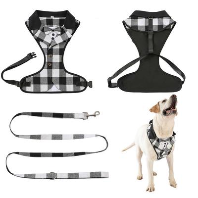 Tanpopo Dog Harness No Pull with Leash Clips Soft No Choke Pet Vest with Easy Control Handle for Large Dogs Black White Plaid