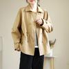 Fashion Loose Drawstring Trench Coat Double-Breasted Casual Loose Short Jacket Women's Cotton Top Spring Autumn