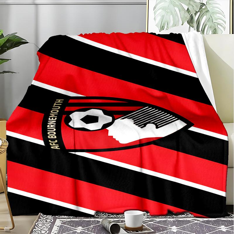 1PC Soccer Ball Afc Crest Printed Soft Flannel Blanket Throw for Adult Bedroom Living Room Sofa Camping Travel Fan Gifts Christmas Gifts