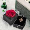 Soap Flower Rose Necklace for Silver Artificial Flower Pure Heart Shape Never Withering Dry Rose Creative Rose Gift Message Card Wedding Day White