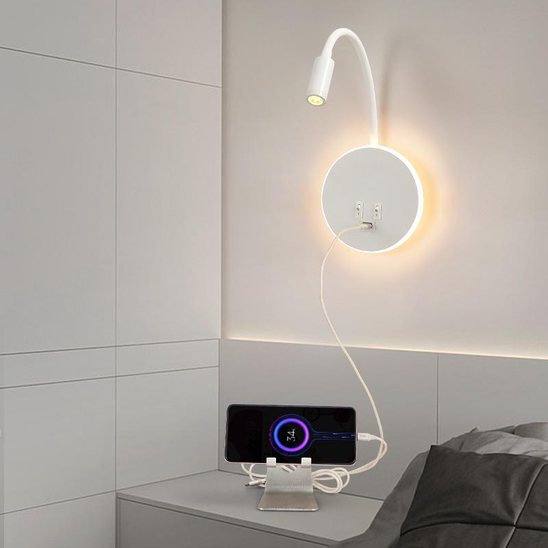 Modern LED Bedside Wall Lamp Bedroom Type-C Lamp Telescopic Hotel Reading Lamp Indoor USB Adjustable Angle Wall Light
