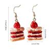 Stylish Strawberry Cake Earrings for Ladies Handmade Fun Food Eardrop Jewelry